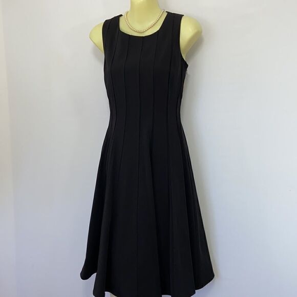 Calvin Klein Dress Black Cocktail Midi Length Elegant Excellent Sz 4 - Picture 6 of 9